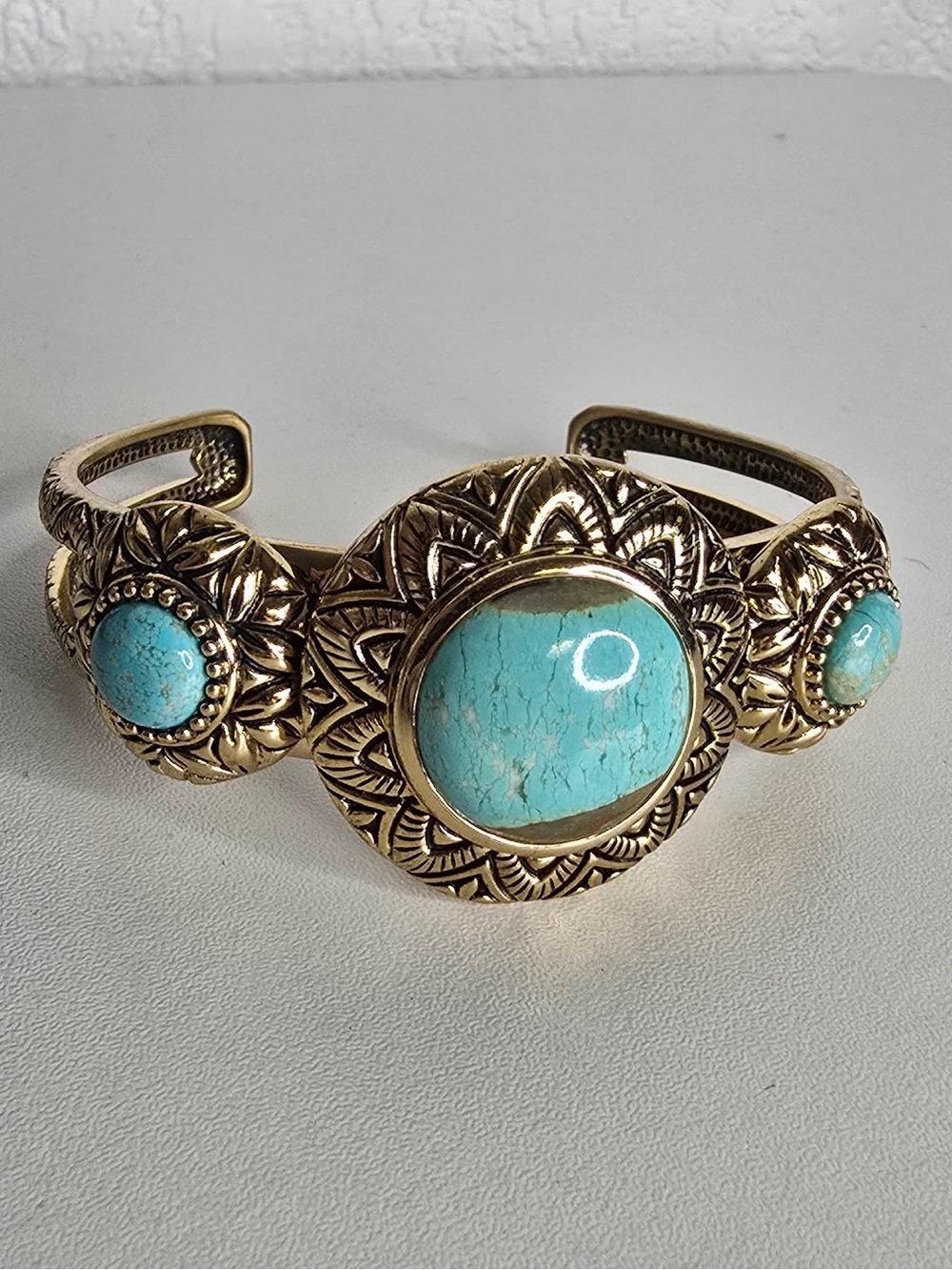 Vintage Studio Barse Turquoise Trifecta Bronze Cuff - Women's Jewelry